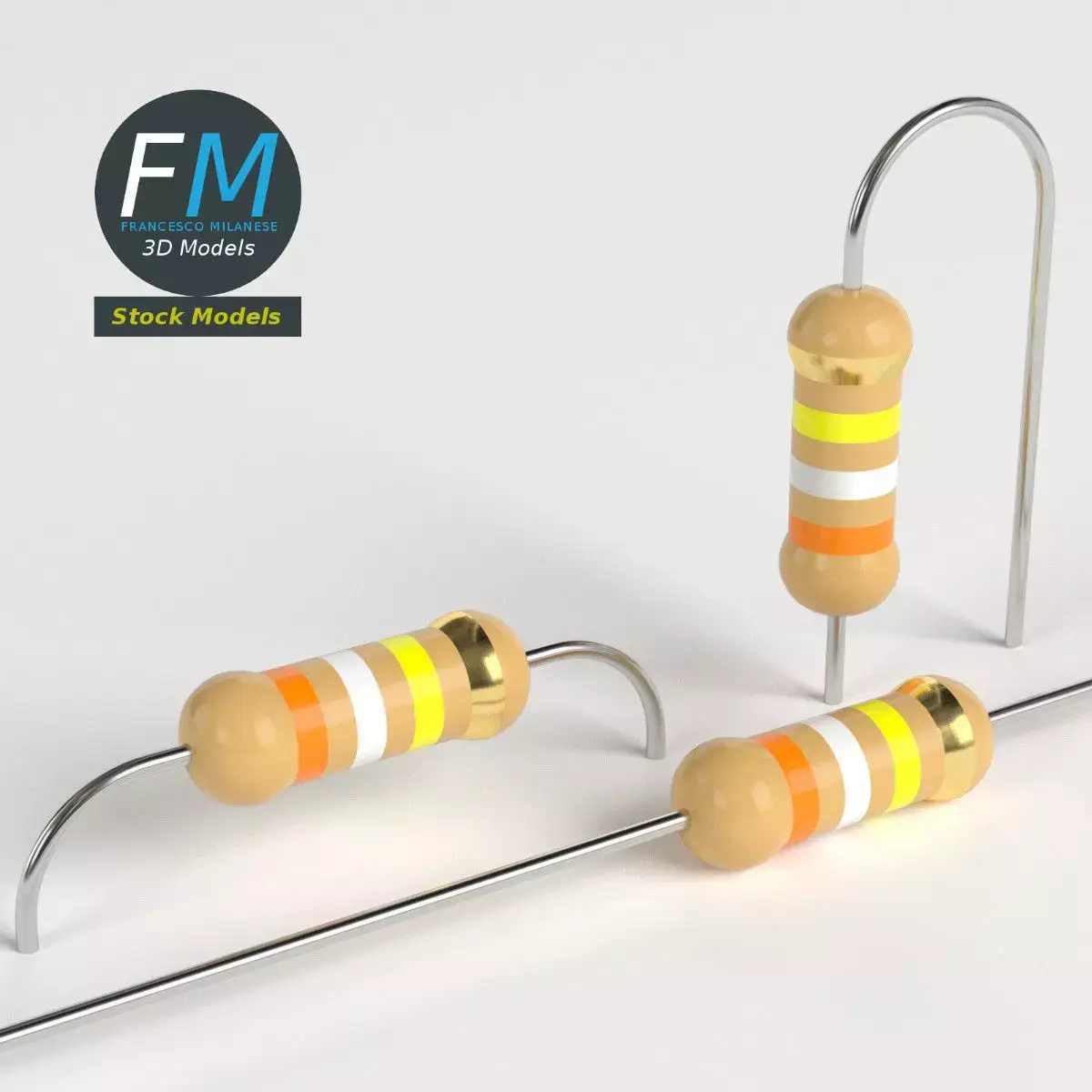 Electronic resistors 3D model