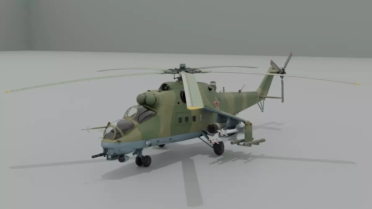 Mil Mi-24V Hind Low-poly 3D model