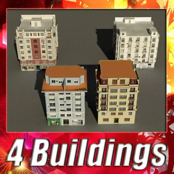 Building Collection 33-36 Low-poly 3D model