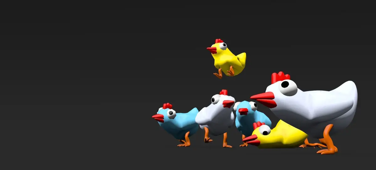 Cartoon Chicken Low-poly 3D model order