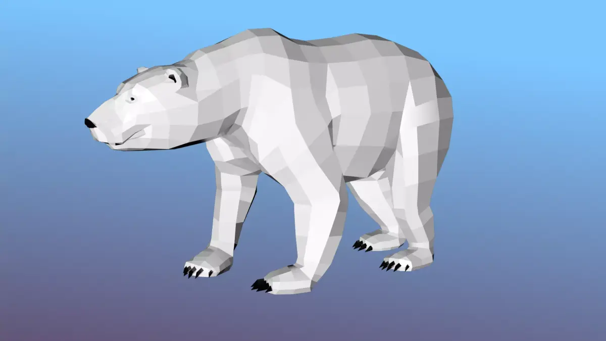 White bear Low Polygon Animal Arctic sea ocean Low-poly 3D model Low-poly 3D model
