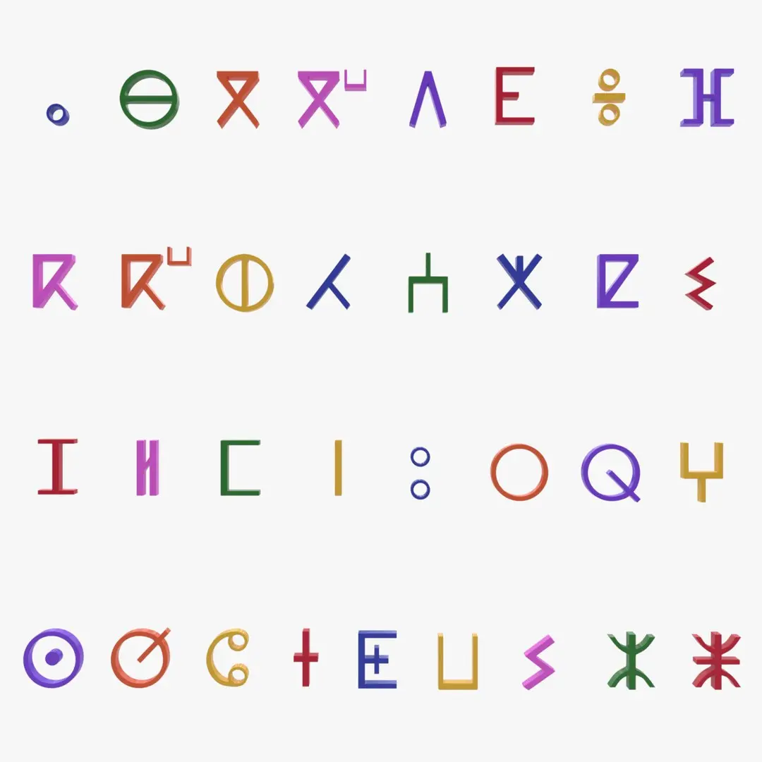 Tifinagh Colored Alphabet 3D model