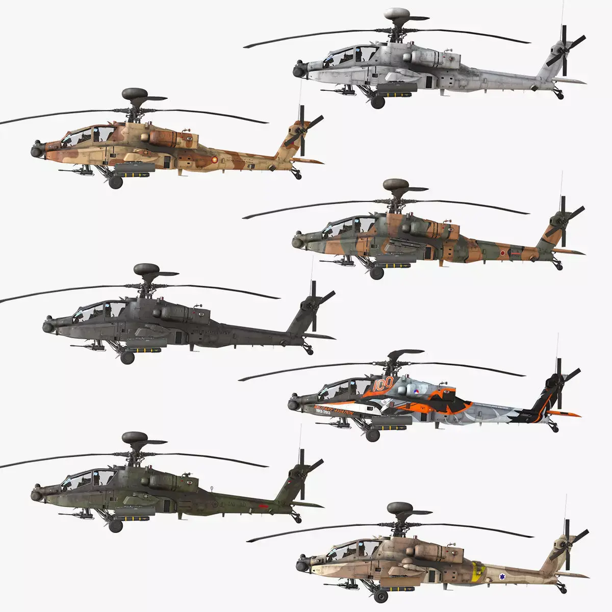 Helicopters Apache AH-64 Collection 
