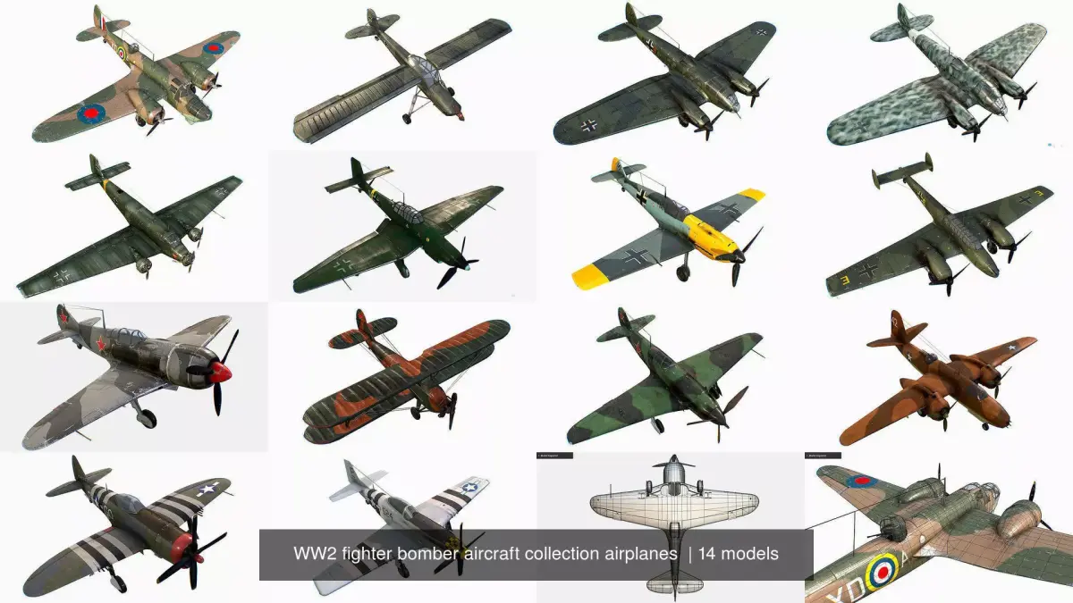 WW2 fighter bomber aircraft collection airplanes 