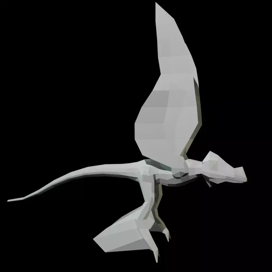 Low-poly MicroRaptor flying dinosaur Low-poly 3D model