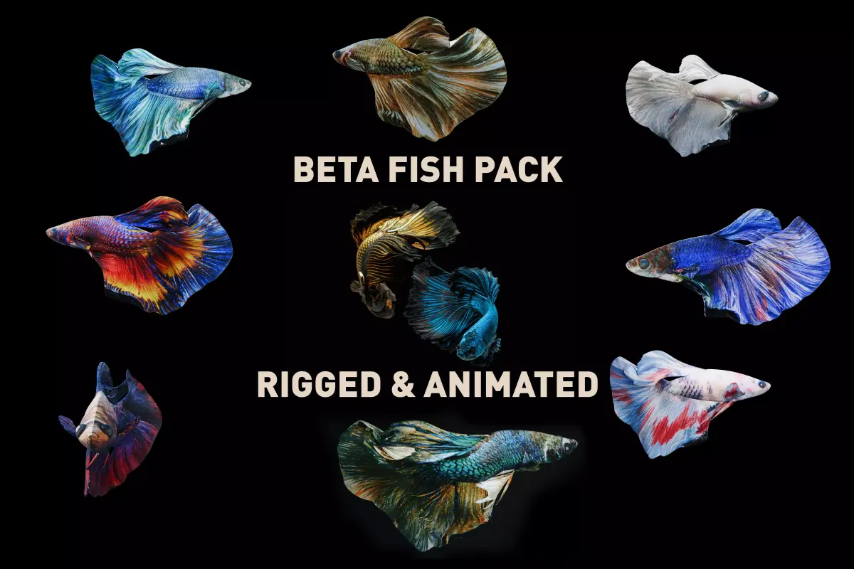 Beta fish pack - Rigged and animated Low-poly 3D model