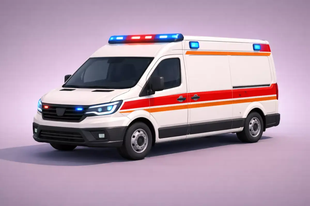 Low Poly Generic Ambulance Vehicle Model PBR Texture Low-poly 3D model