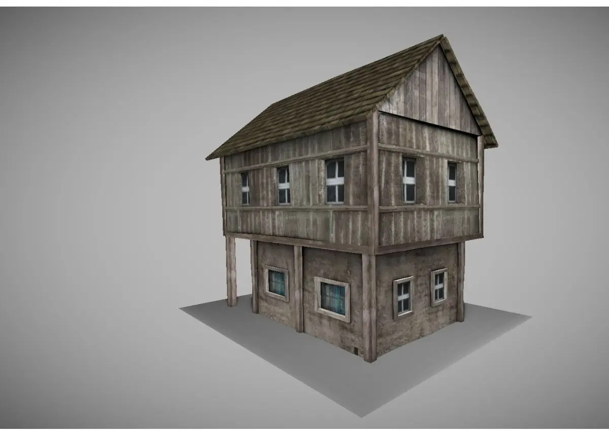 low poly medieval house model Low-poly 3D model