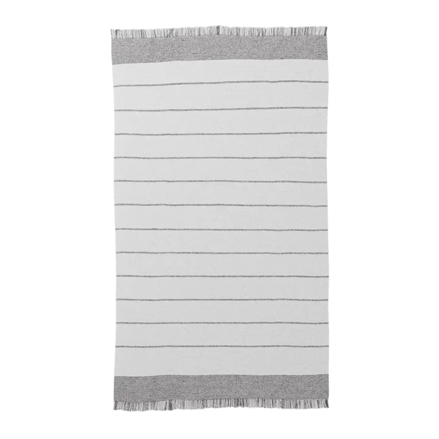  Striped Shoreline Designer Rug Model, White &amp; Grey 