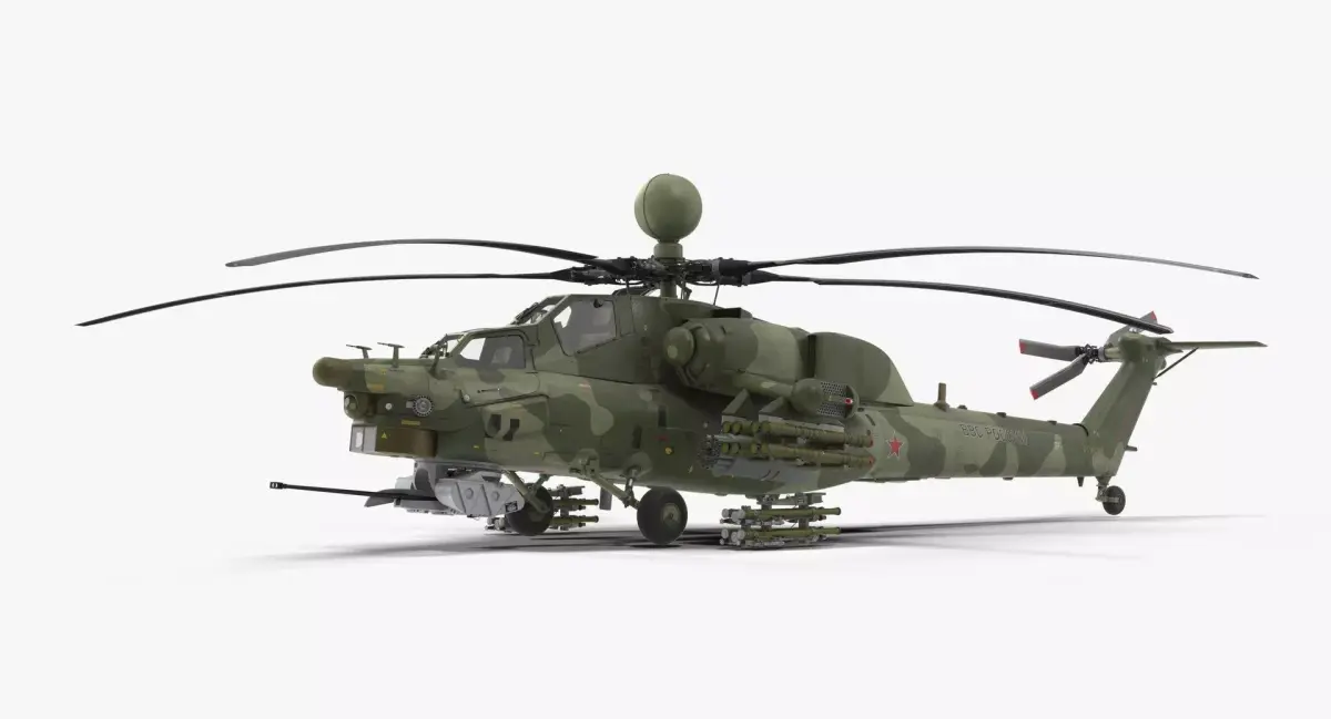 Mi-28N Green Low-poly 3D model