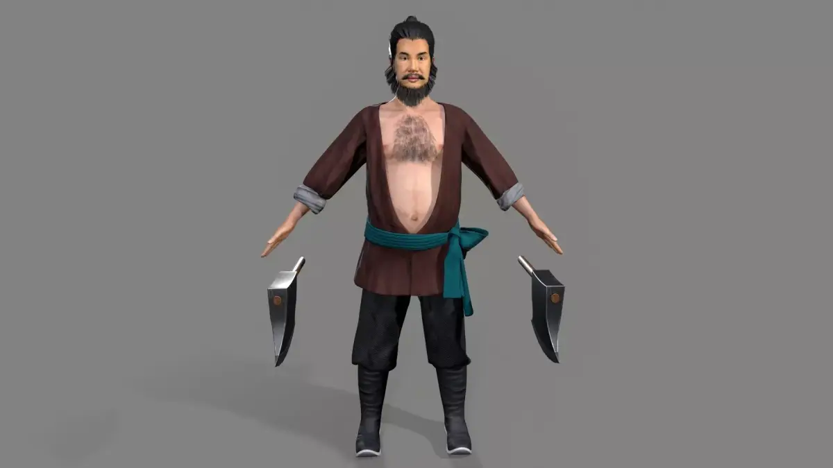Ancient Chinese warrior Low-poly 3D model
