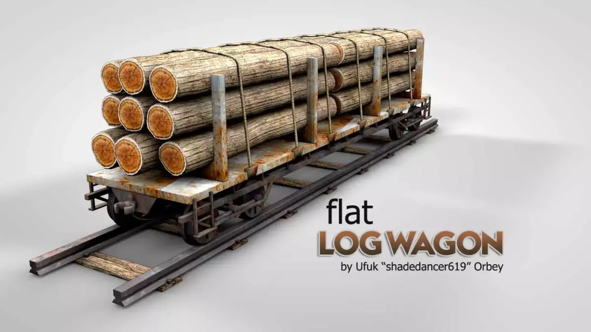 Flat Log Wagon 3D model