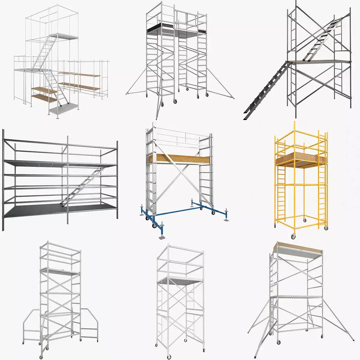 scaffold towers set 2 3D model