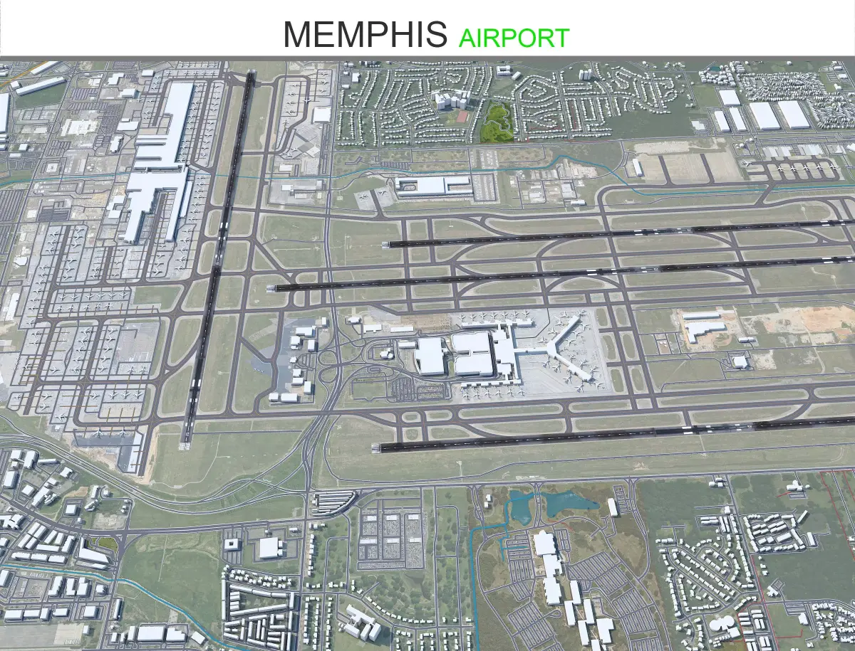 Memphis Airport 10km Low-poly 3D model
