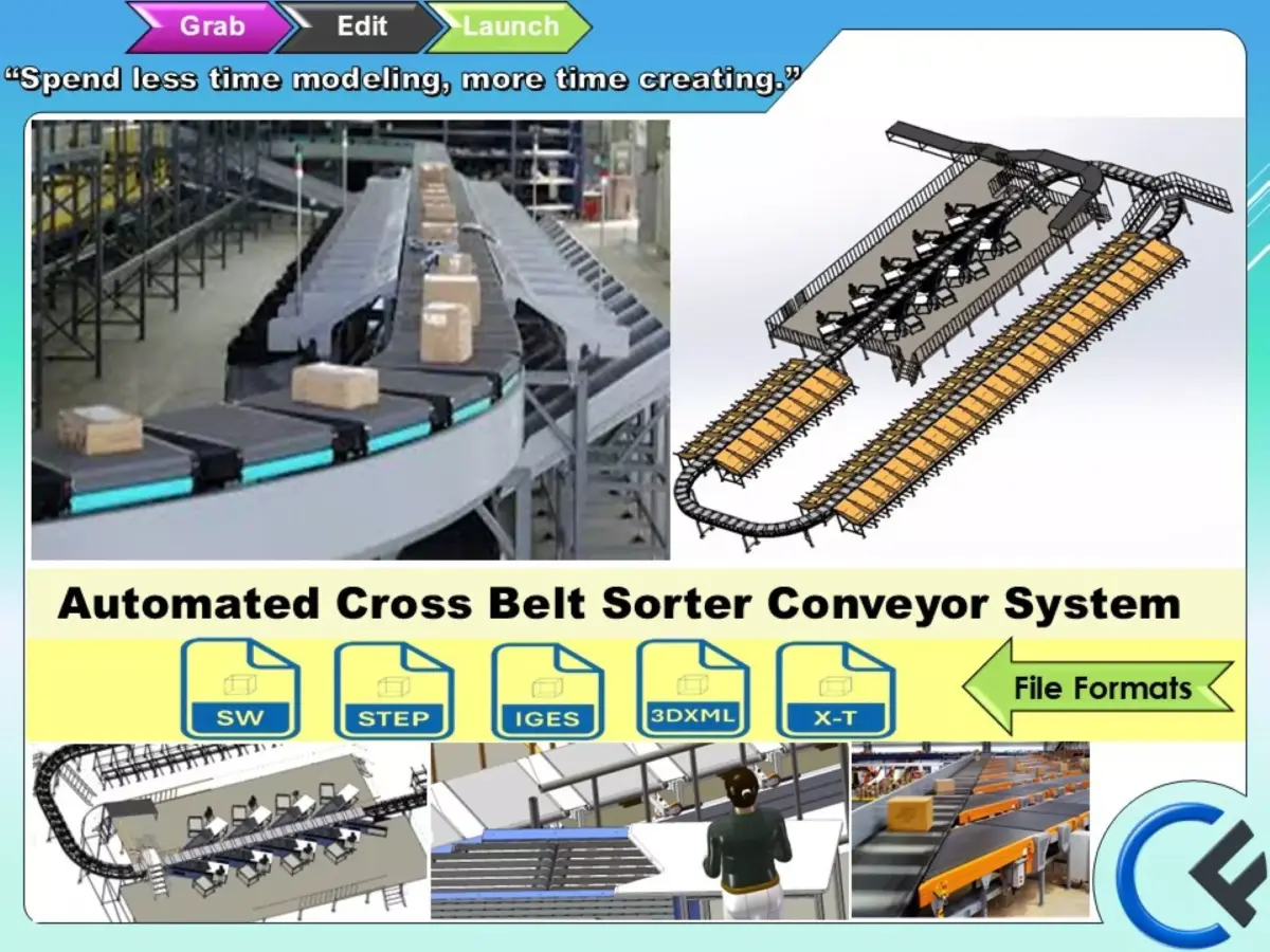 Cross Belt Sorter Conveyors 3D model