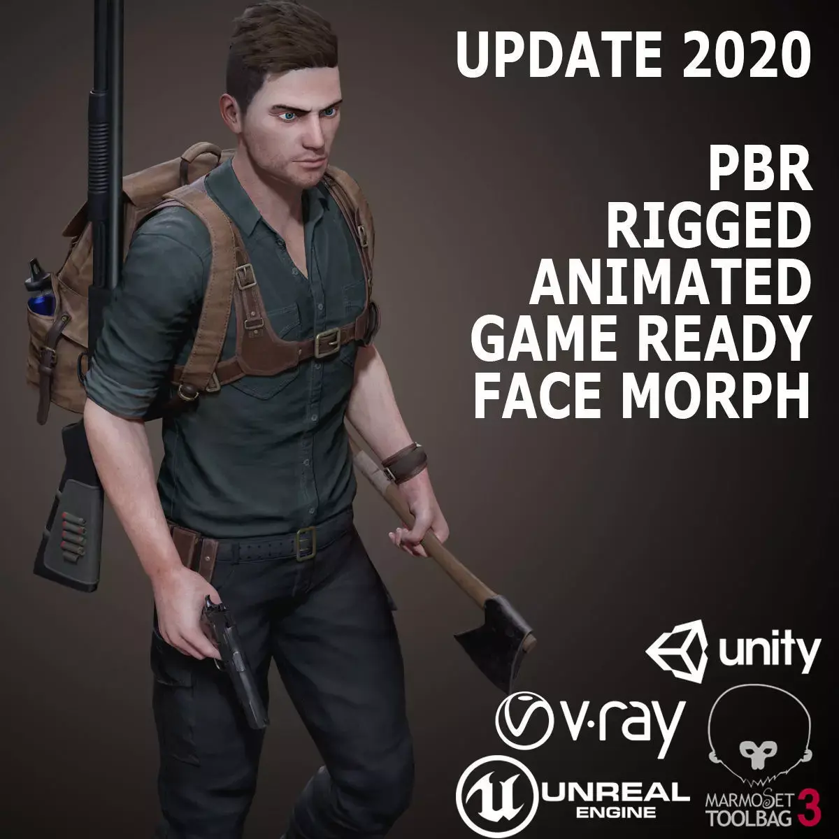 Male Survivor Low-poly 3D model