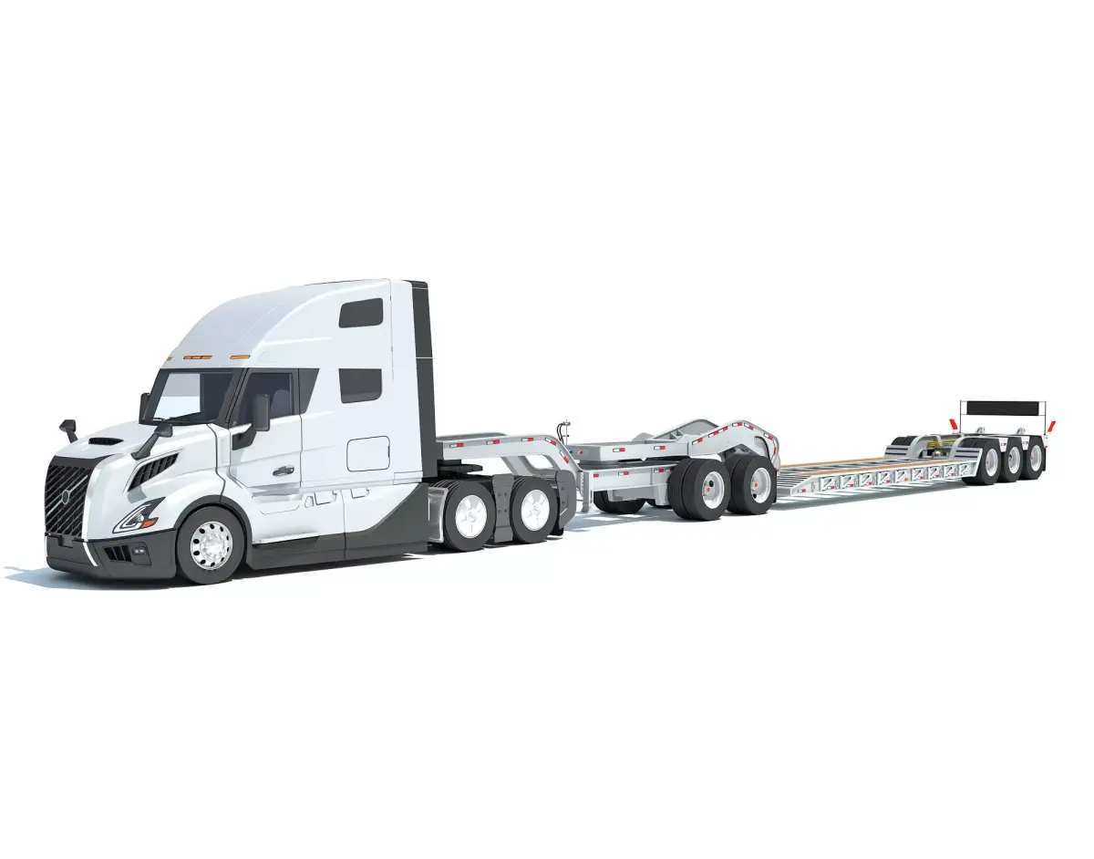 2024 Semi Truck with Lowboy Trailer 3D model