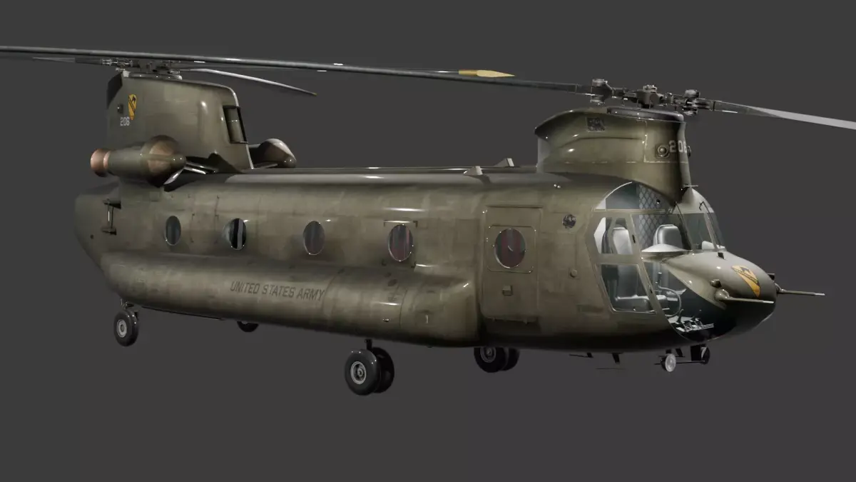 CH47-D Chinook Low-poly 3D model