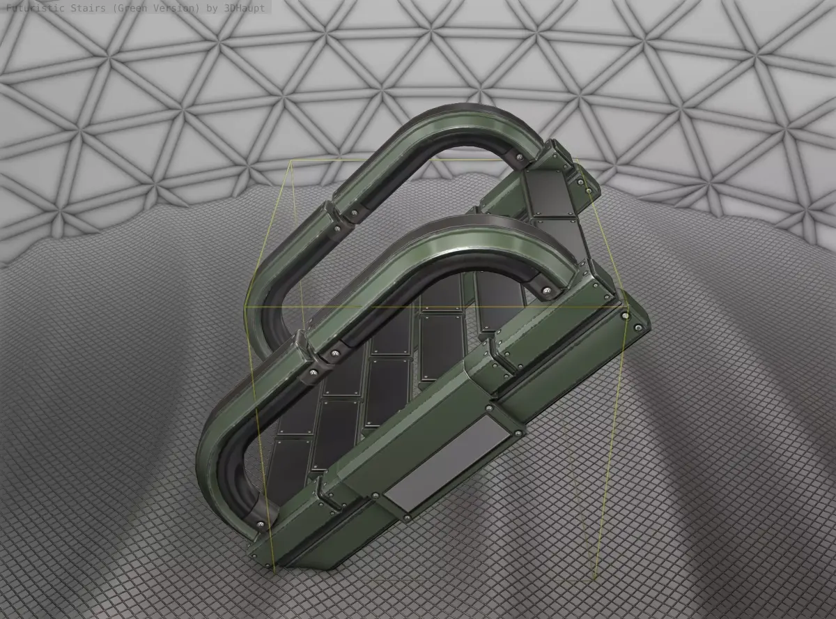 Sci-Fi Stairs - 11 - Green Version Low-poly 3D model purchase