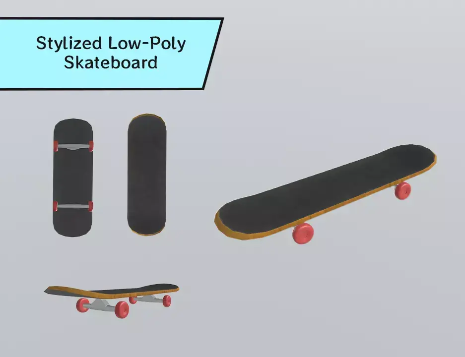 Stylized Low-Poly Skateboard Low-poly 3D model