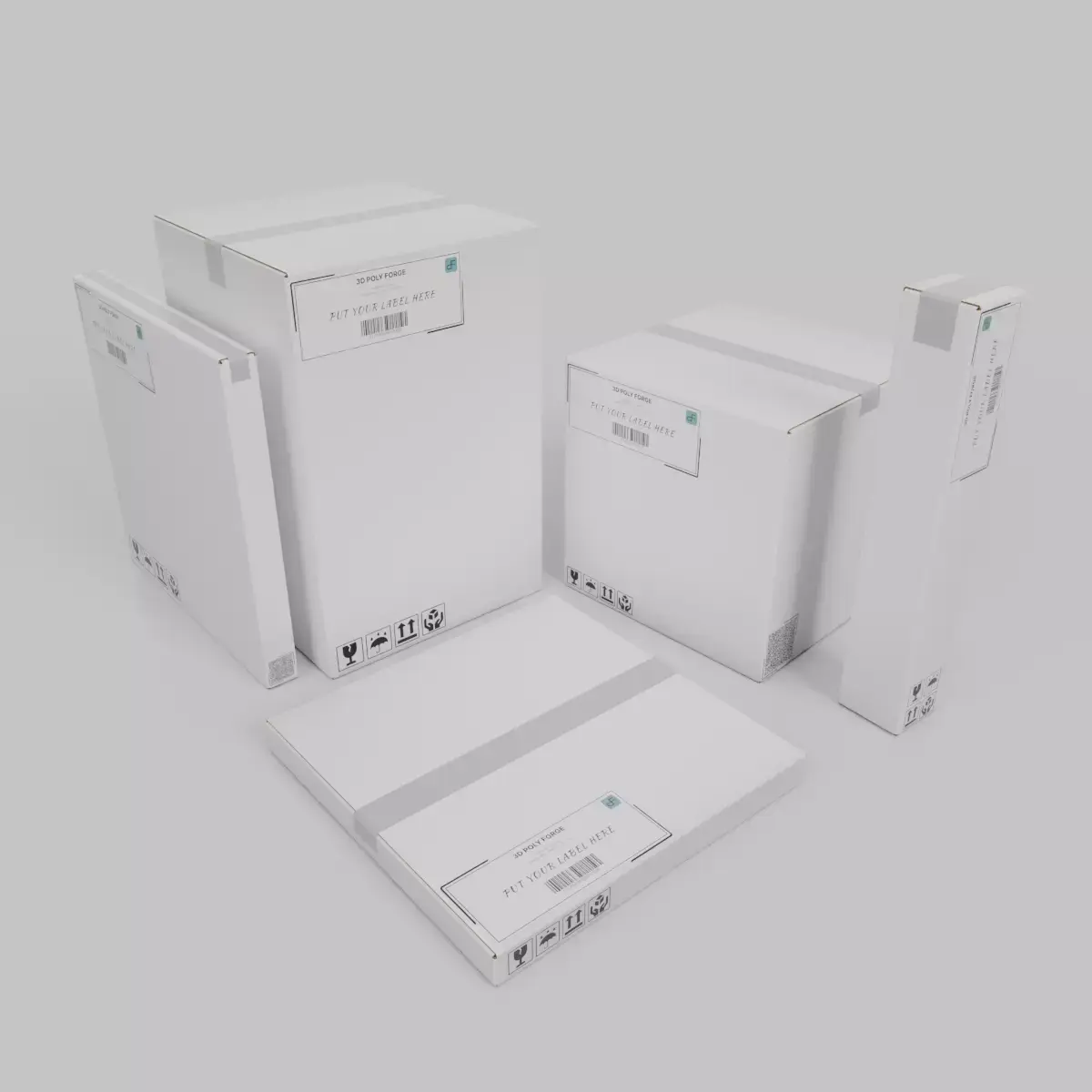 White Cardboard Box Designer Toolkit - Rigged and Customizable 3D Model Pack