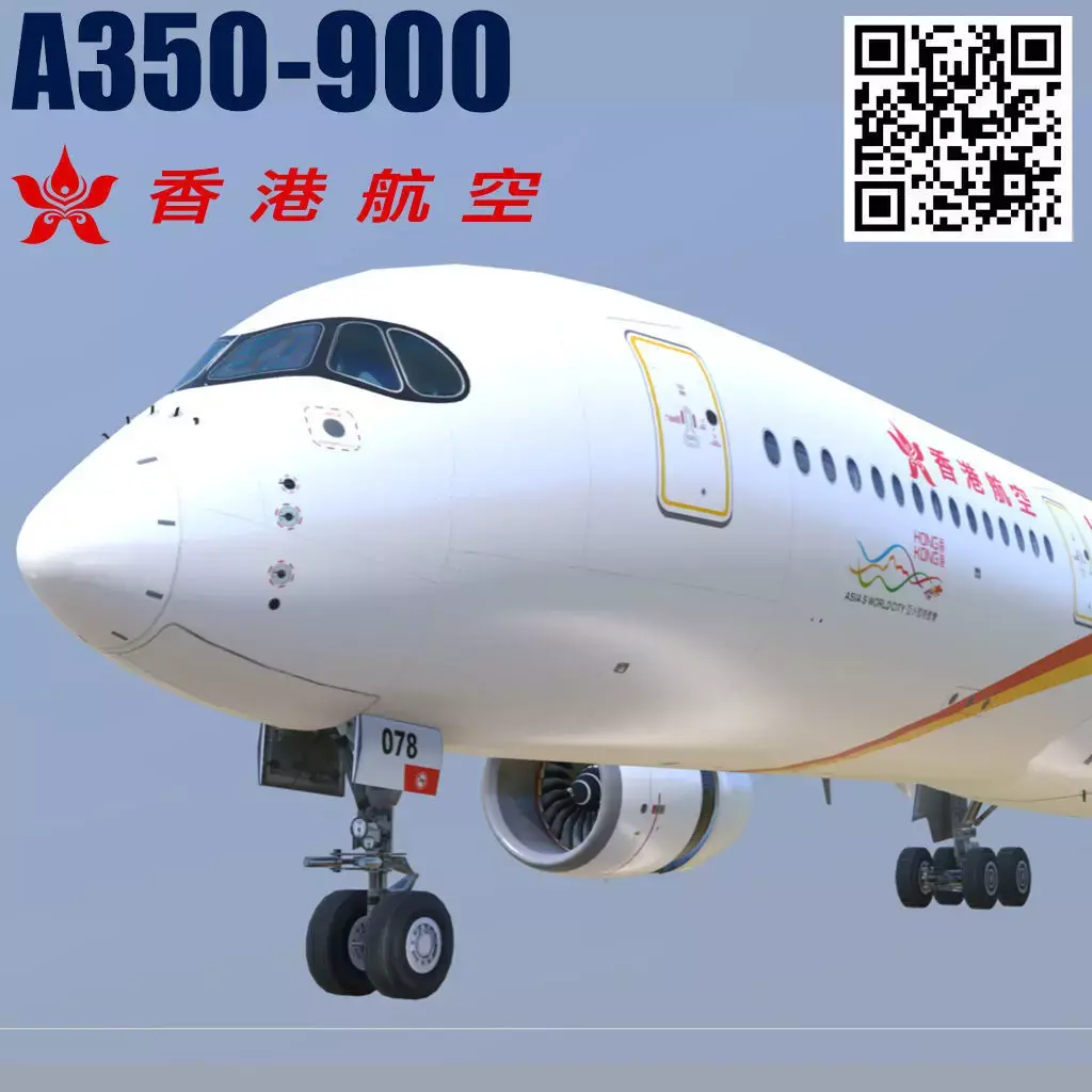 Airbus A350-900 Hong Kong B-LGA livery Low-poly 3D model