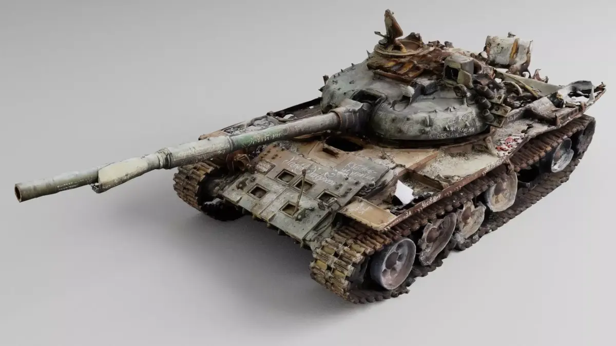 Russian T-72 tank destroyed by Ukrainian army 3D model buy