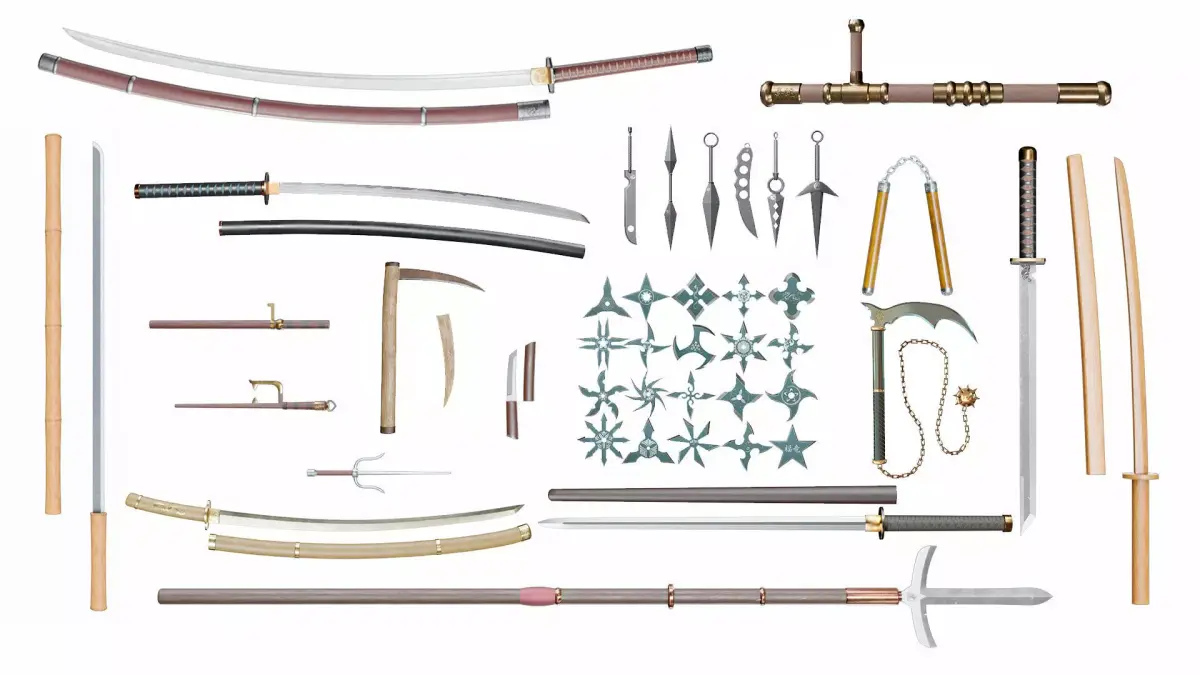 Japanese weapon set Low-poly 3D model