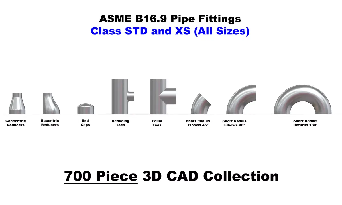 ASME Weld Fittings - 700 Files CAD Collection 3D model
