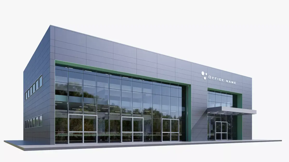 Commercial building Low-poly 3D model 10