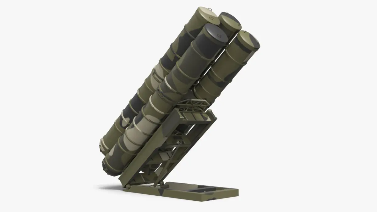 Deployed Air Defense Launcher Module in Green Camo 3D model