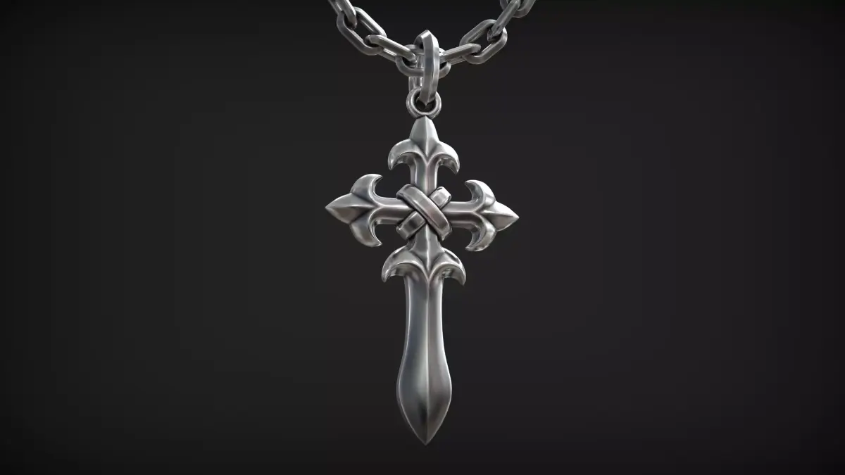 Gothic Santiago Sword Cross of Saint James Amulet 3D print model
