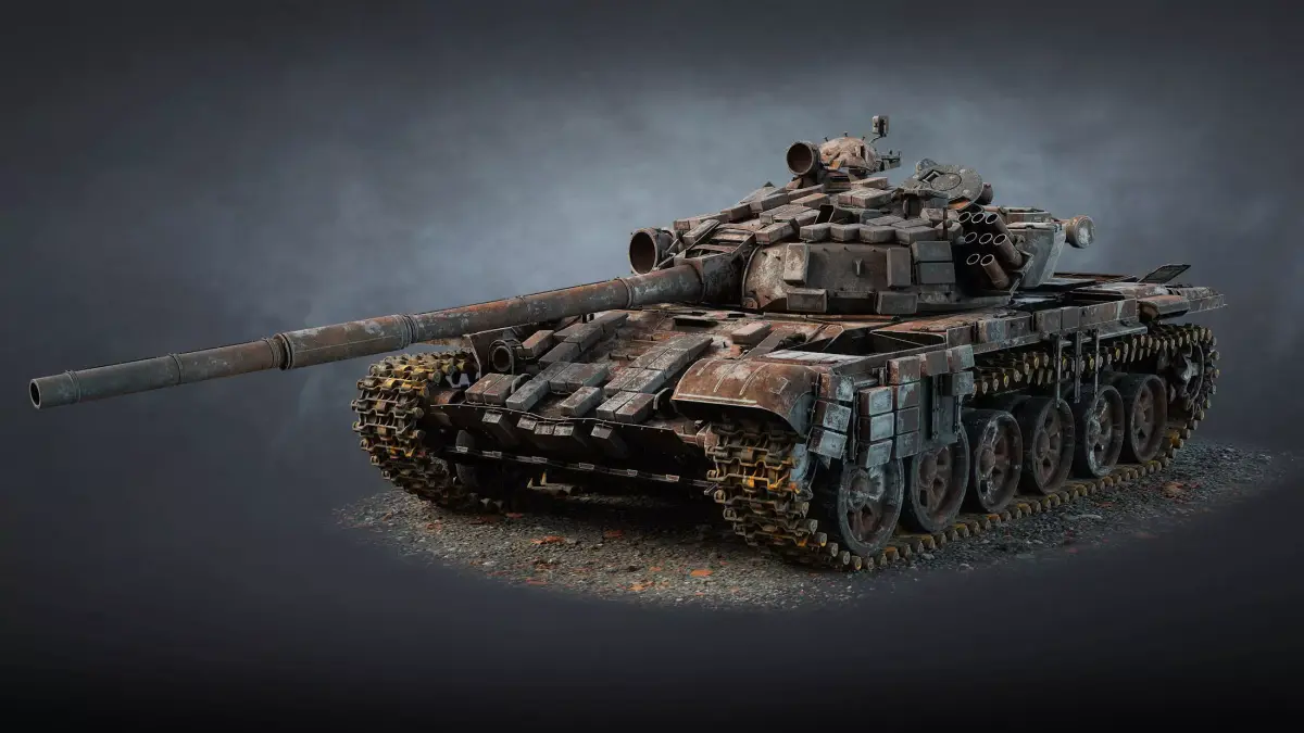 T-72B Tank Destroyed Low-poly 3D model