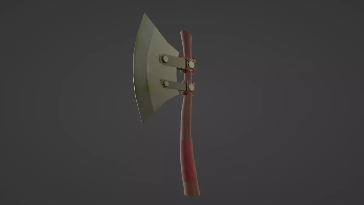 WOOD AND LEATHER AX Low-poly 3D model