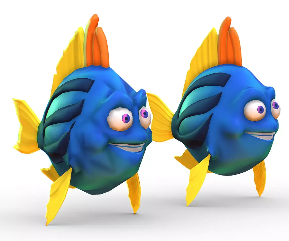 Hi-Poly Subdivision 3D Model Fish Low-poly 3D model purchase