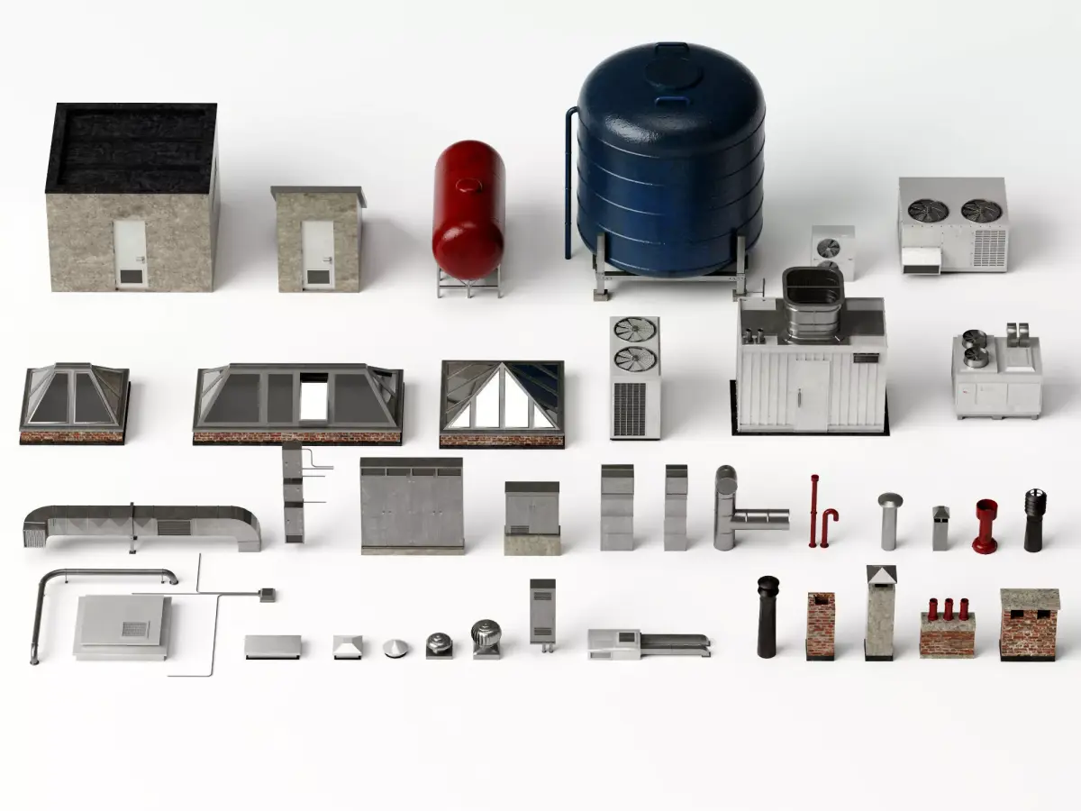Industrial Rooftop  Equipment Low-poly 3D model