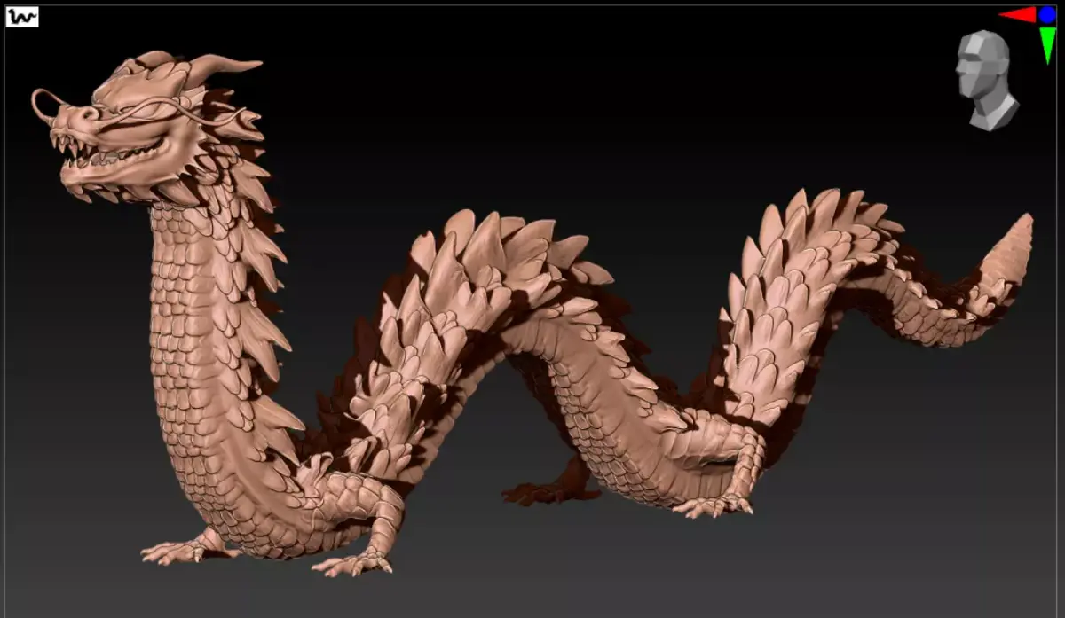 Japanese Dragon Low-poly 3D model