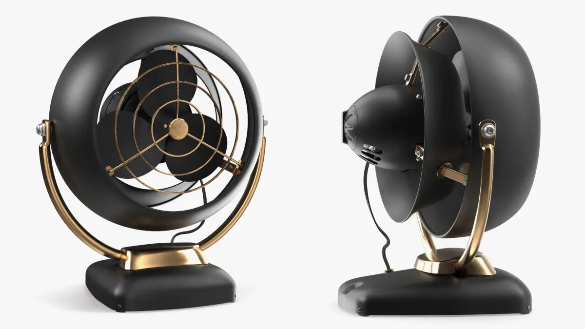 Vintage Desk Fan Black Gold 3D model