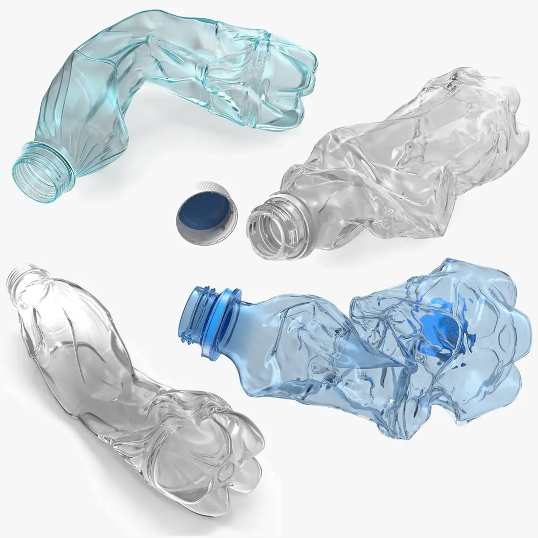 Crushed Empty Plastic Bottles Collection 3D model