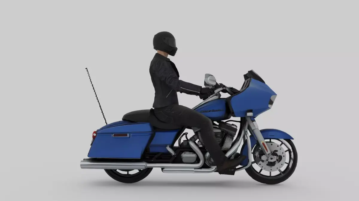 Harley Davidson Roadglide2021 And Biker Ride Pose Free 3D model