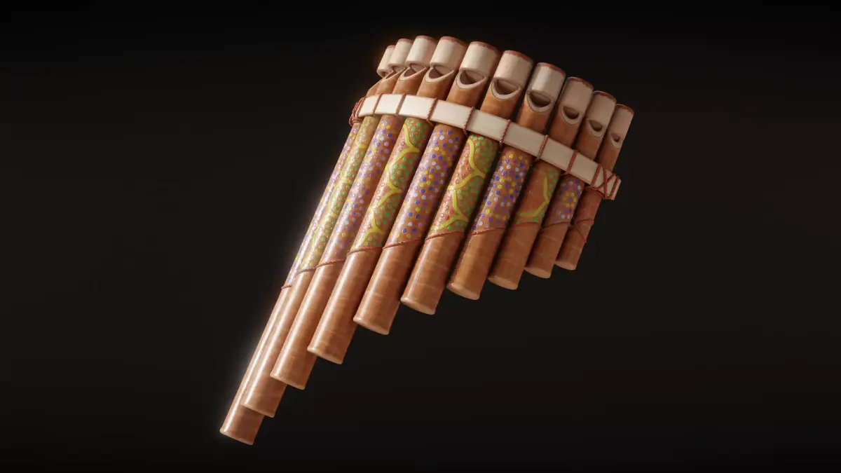 Hand-Painted Pan Flute Low-poly 3D model