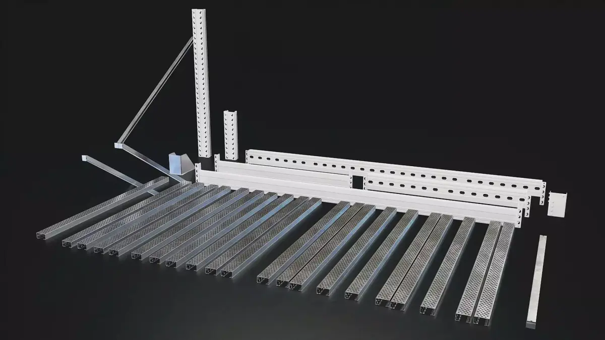 Industrial Warehouse Steel Racking System 3D Model Low-poly 3D model