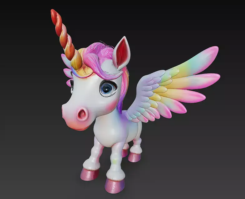 Unicorn Pony Rainbow Realistic 3D Model Basic - Low Poly Low-poly 3D model