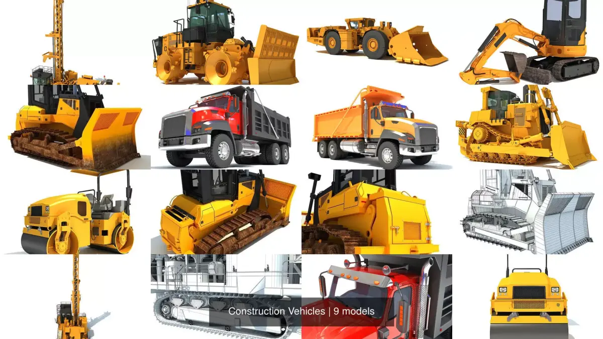 Construction Vehicles 3D Model Pack