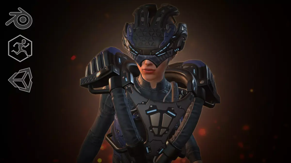 Sci-fi gerl Low-poly 3D model