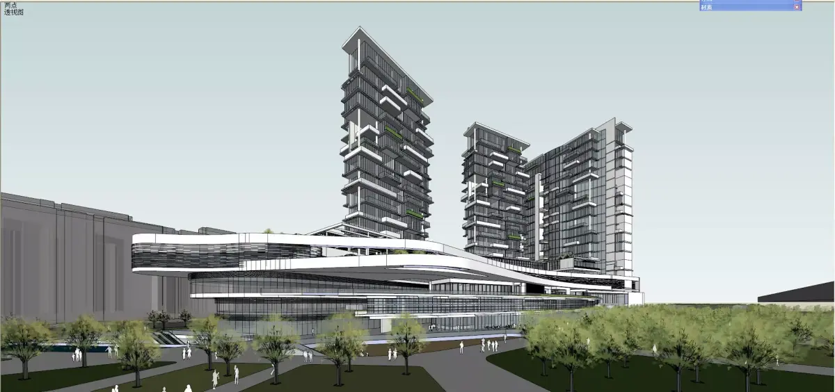 SU model of modern high-rise commercial office building 3D model
