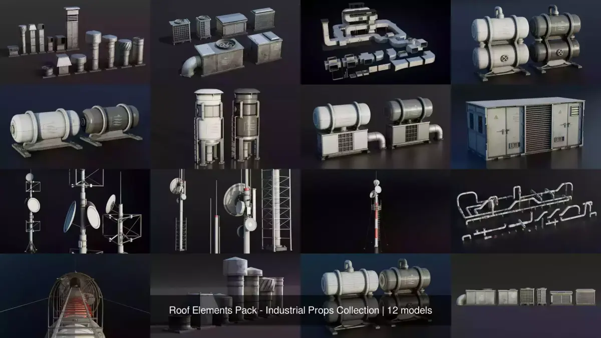 Roof Elements Pack - Industrial Props Collection purchase
