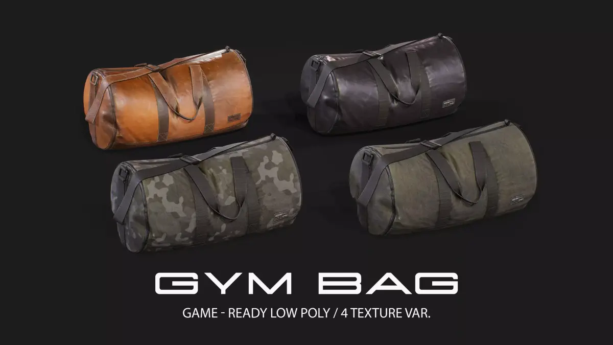 Gym Bag Asset Pack - Game-Ready and High Poly with Marvelous Low-poly 3D model