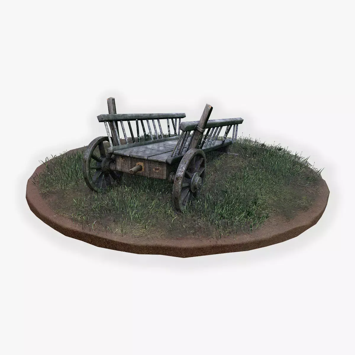 Wooden Cart Low-poly 3D model 22