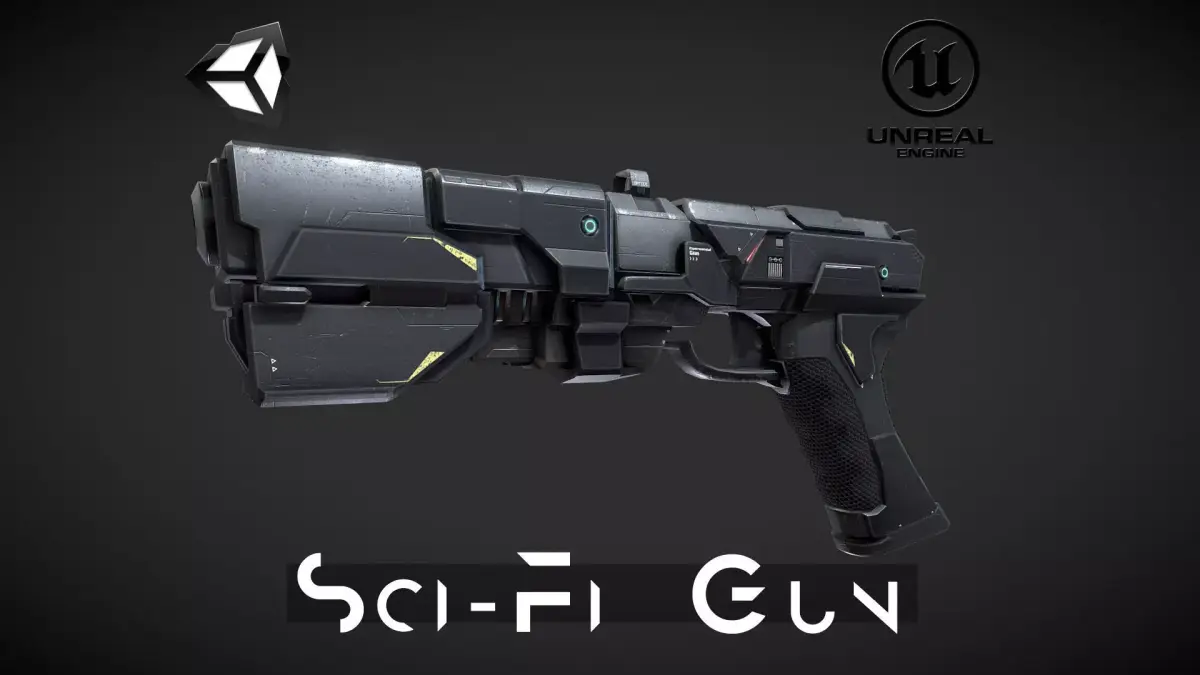 Sci-Fi Gun Game Ready Low-poly 3D model
